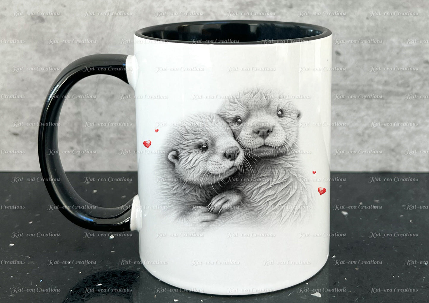Otter mug. Personalised otter couple cup. Ideal gift for Christmas. Birthday, secret santa or stocking filler. wildlife collection