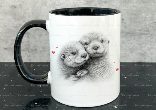 Otter mug. Personalised otter couple cup. Ideal gift for Christmas. Birthday, secret santa or stocking filler. wildlife collection