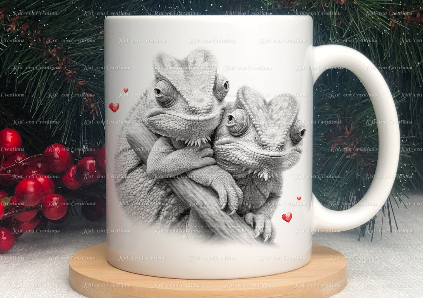 chameleon mug. Personalised chameleon couple cup. Ideal gift for Christmas. Birthday, secret santa or stocking filler. wildlife collection