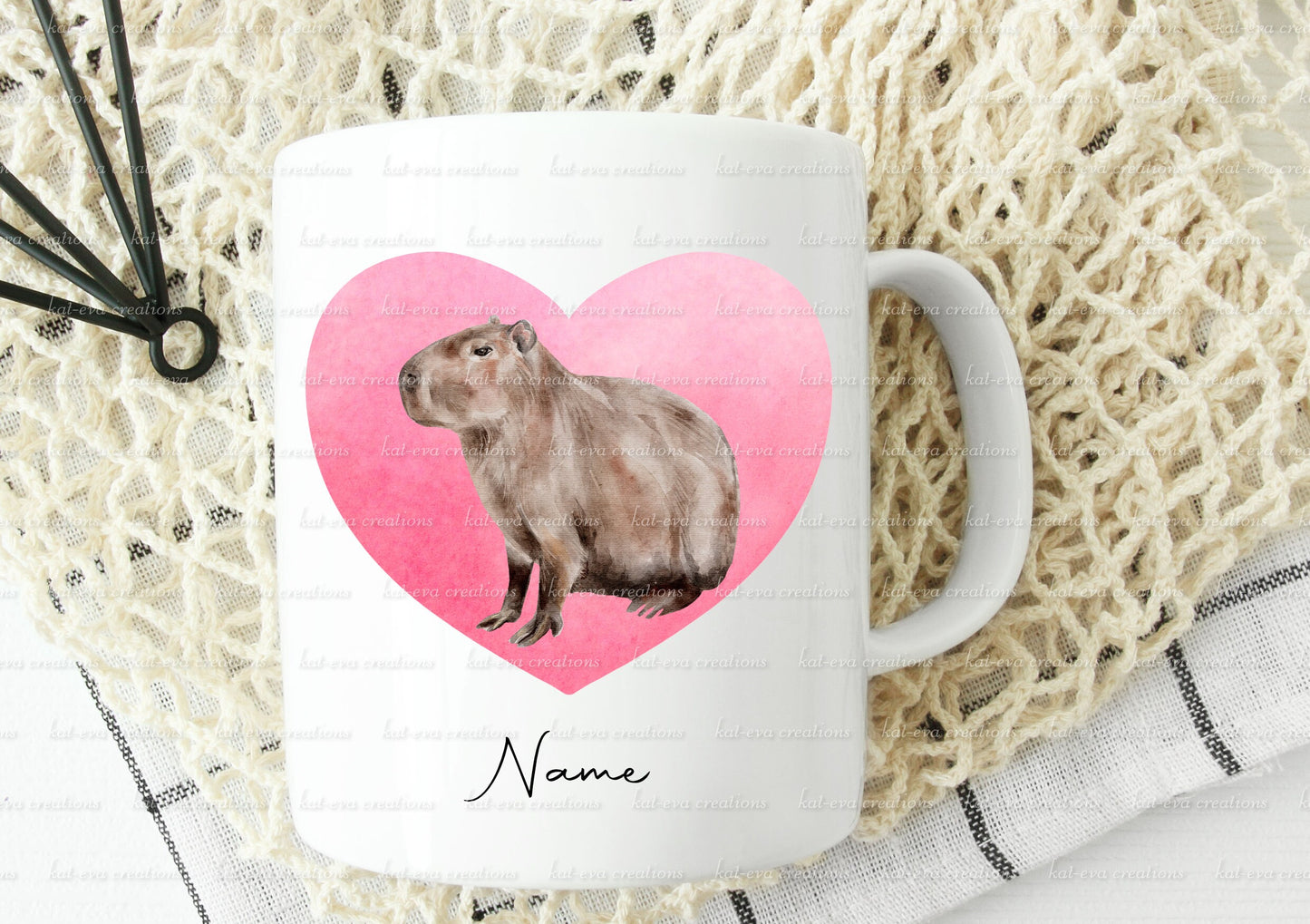personalised watercolour capybara mug