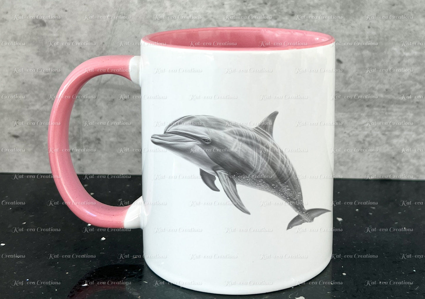 Dolphin mug. Personalised sketch dolphin cup. Ideal gift for Christmas. Birthday, secret santa or stocking filler