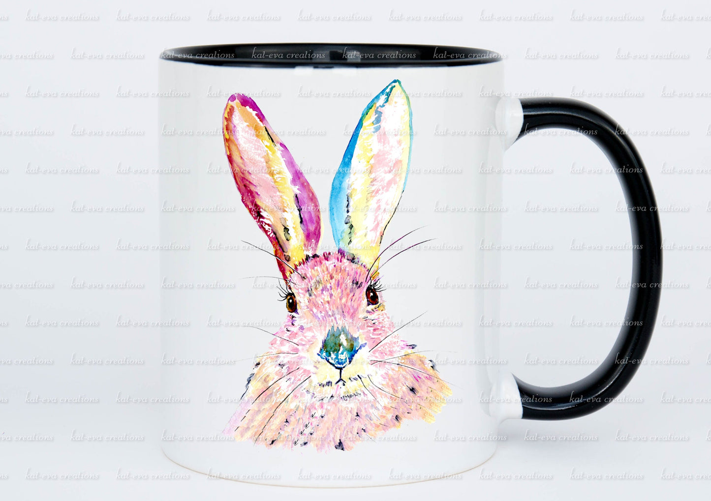Beautiful rabbit mug. personalised bunny cup. watercolour hare/ bunny / rabbit mug. ideal birthday or easter gift