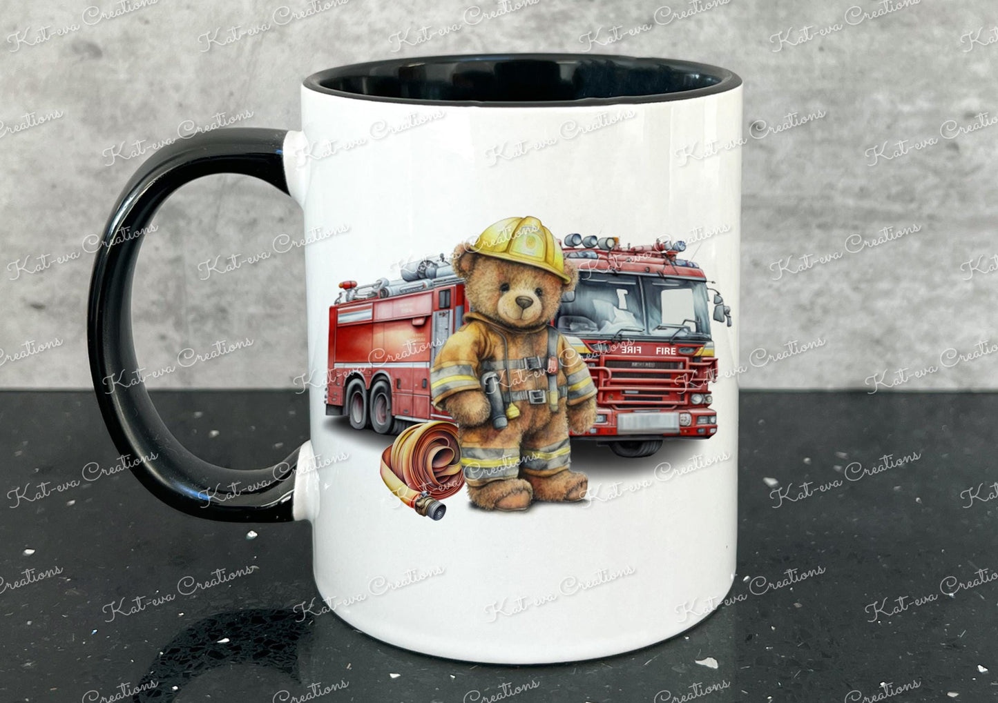 Fireman mug. Firewoman cup. Personalised teddy cup. Ideal passing out gift. birthday or christmas present. secret santa