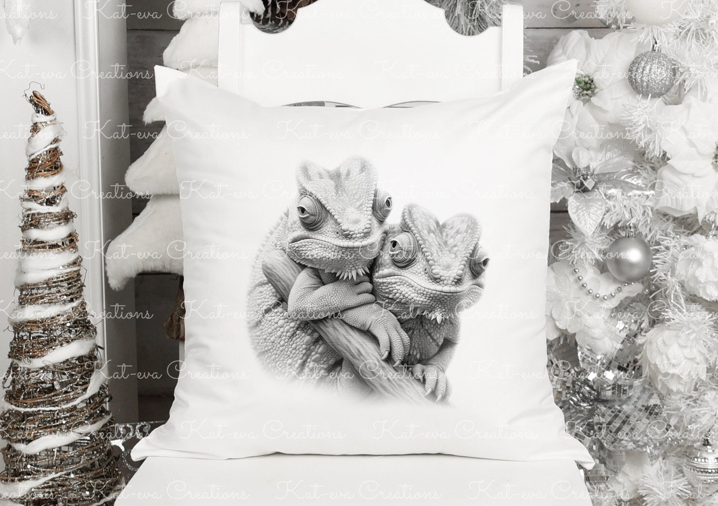 chameleon cushion. personalised chameleon couple pillow. ideal christmas, secret santa, stocking filler, birthday or wedding gift