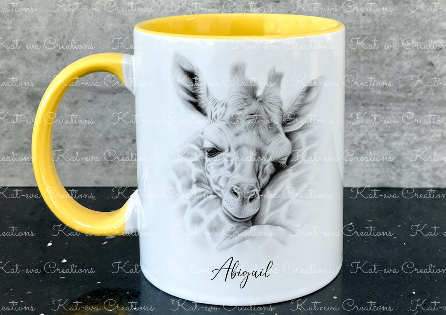 sleeping giraffe mug. Personalised giraffe cup. Ideal gift for Christmas. Birthday, secret santa or stocking filler