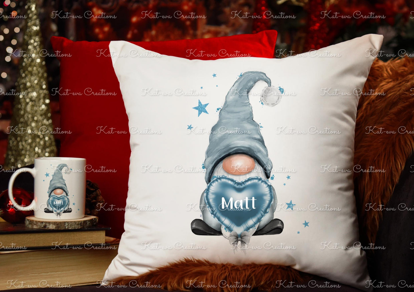 personalised gonk cushion. personalised gnome pillow. Ideal christmas present, secret santa gift. birthday, wedding engagement gifts