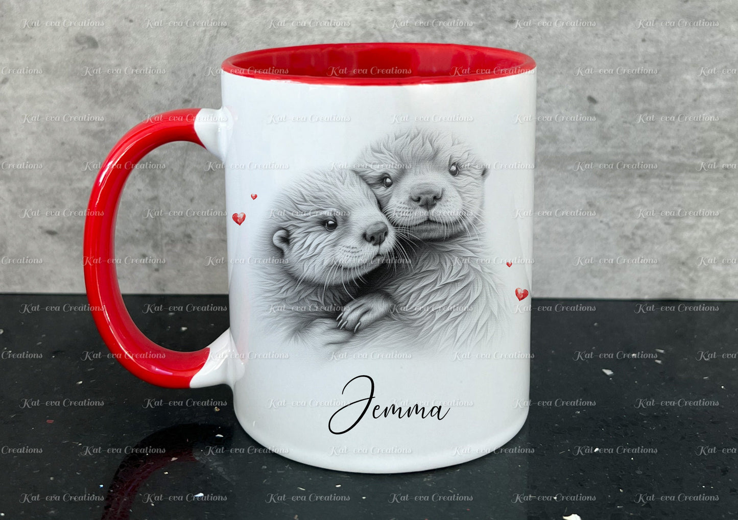 Otter mug. Personalised otter couple cup. Ideal gift for Christmas. Birthday, secret santa or stocking filler. wildlife collection