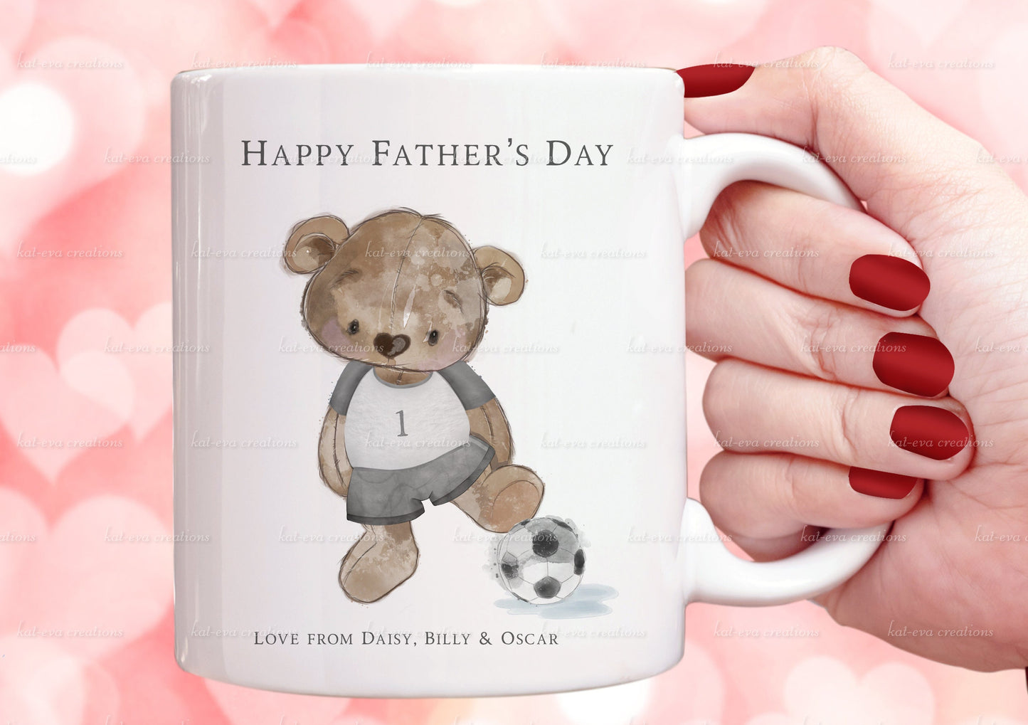 bear football mug, personalised football cup, ideal for fathers day, birthdays, or coach thank you gifts