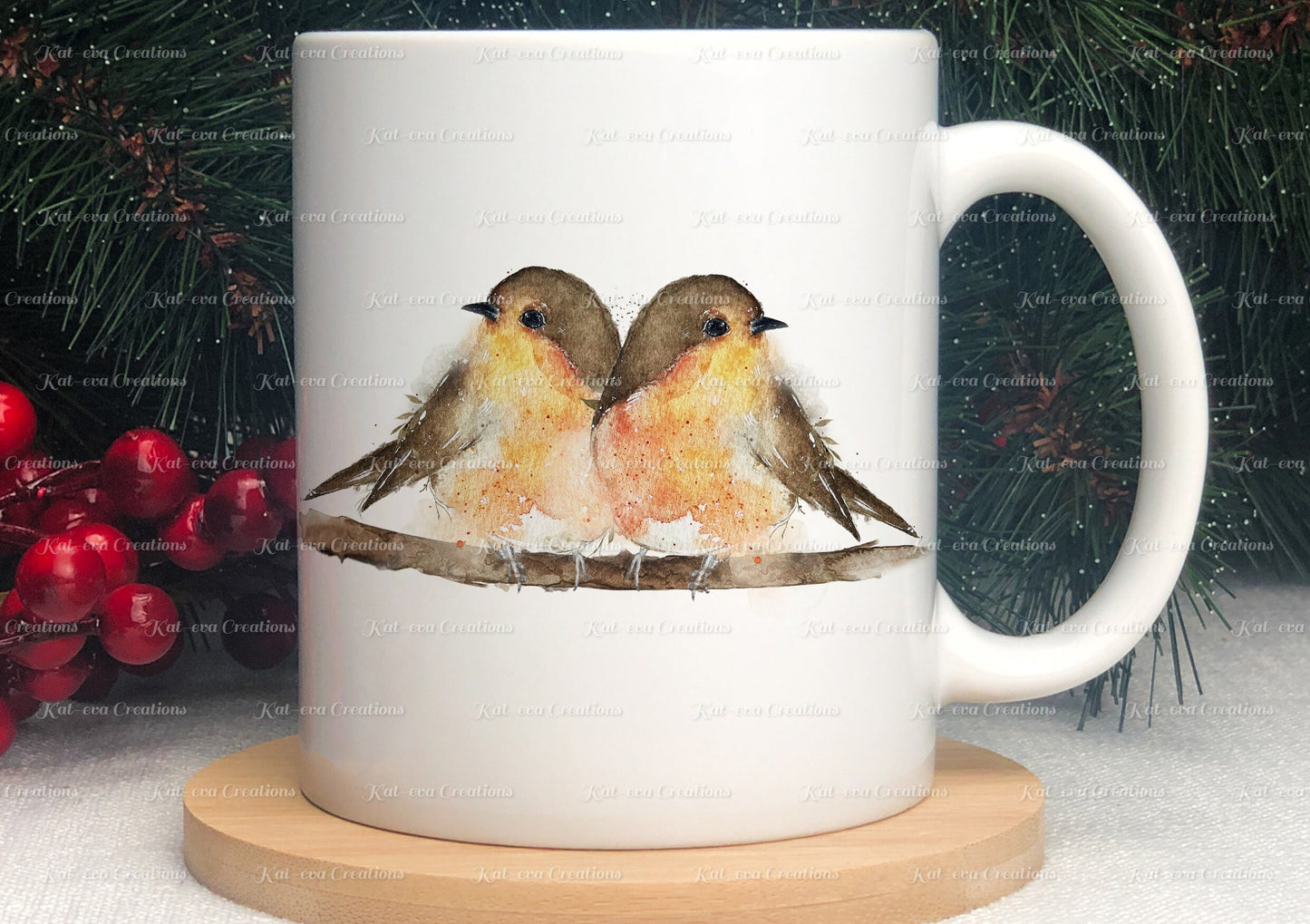 Robin mug. stunning Christmas robin available with or without flowers. Ideal for christmas eve box, secret Santa or Christmas gift
