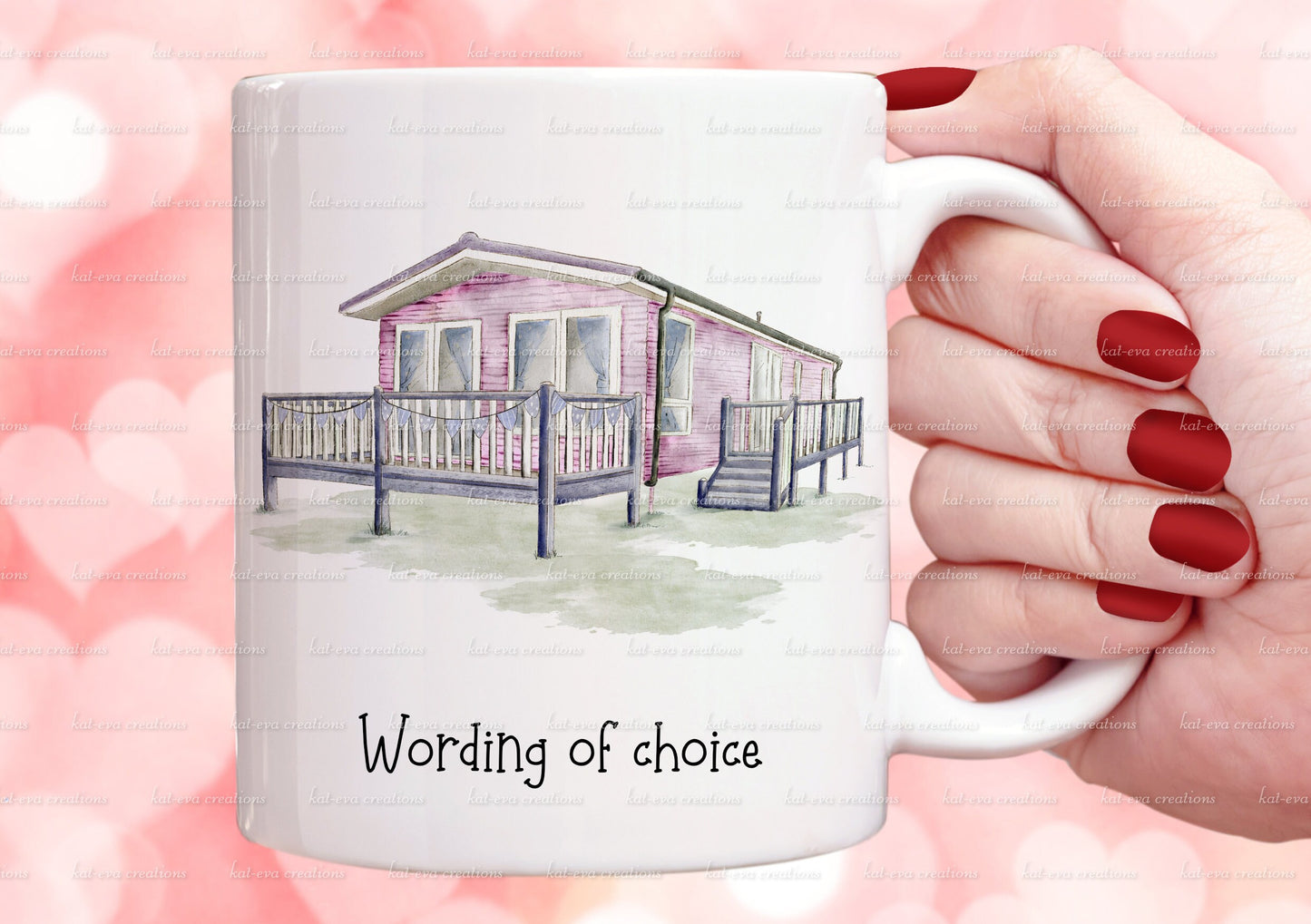 static caravan mug. personalised vintage static caravan cup. choice of colours