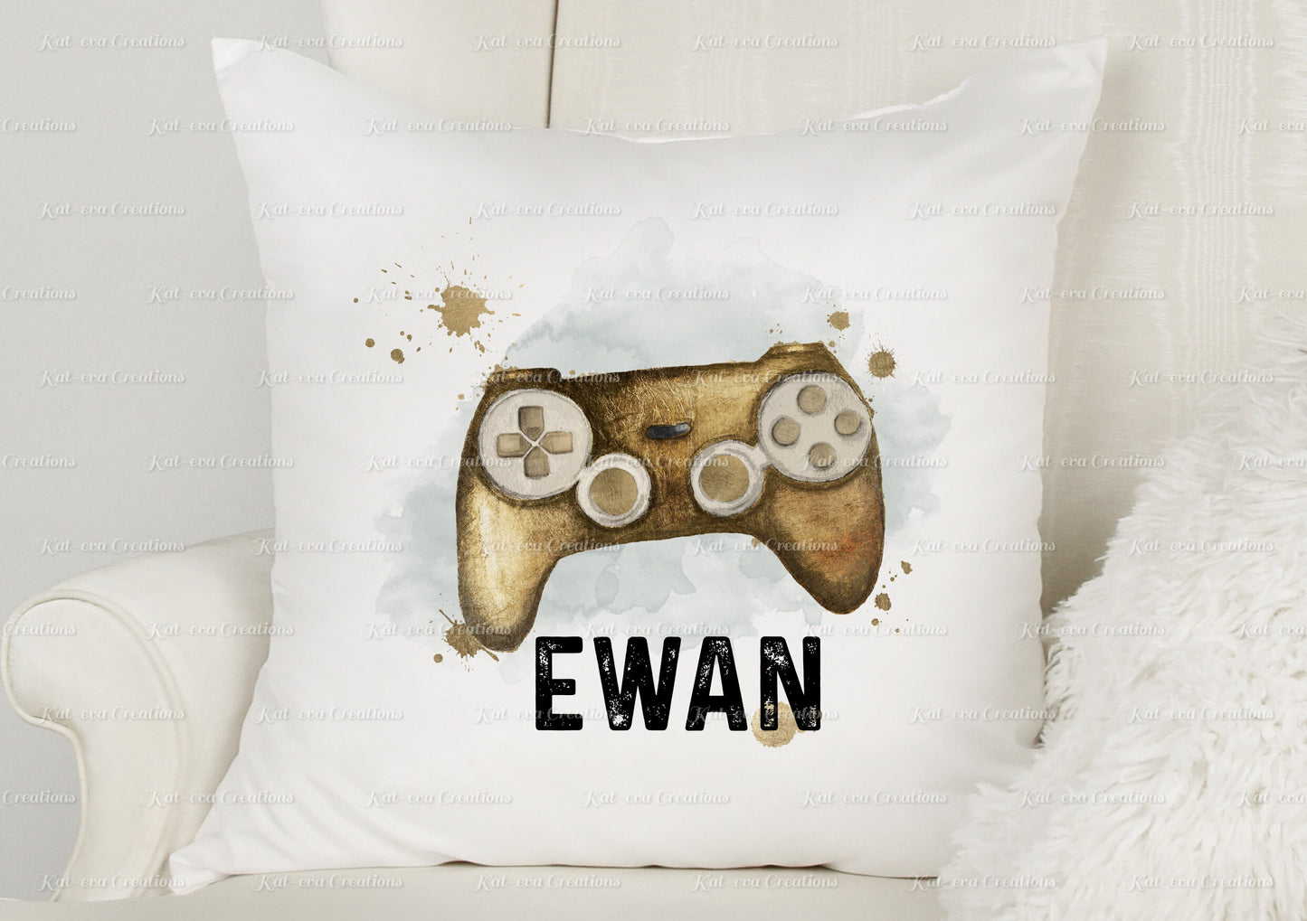 personalised gaming, Gamer cushion. Choice of controller colour. ideal Christmas, birthday or secret santa gift