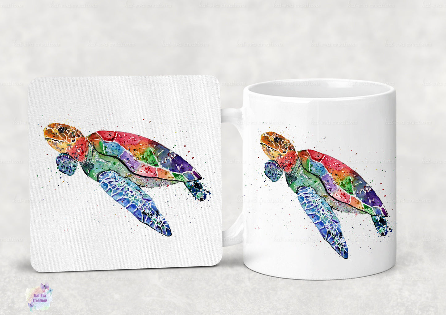 personalised turtle mug, available with or without coaster. ideal birthday or christmas present or secret santa gift