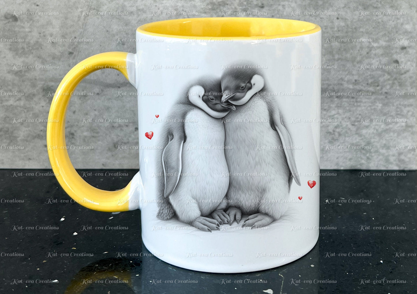 Penguin mug. Personalised penguin couple cup. Ideal gift for Christmas. Birthday, secret santa or stocking filler. wildlife collection