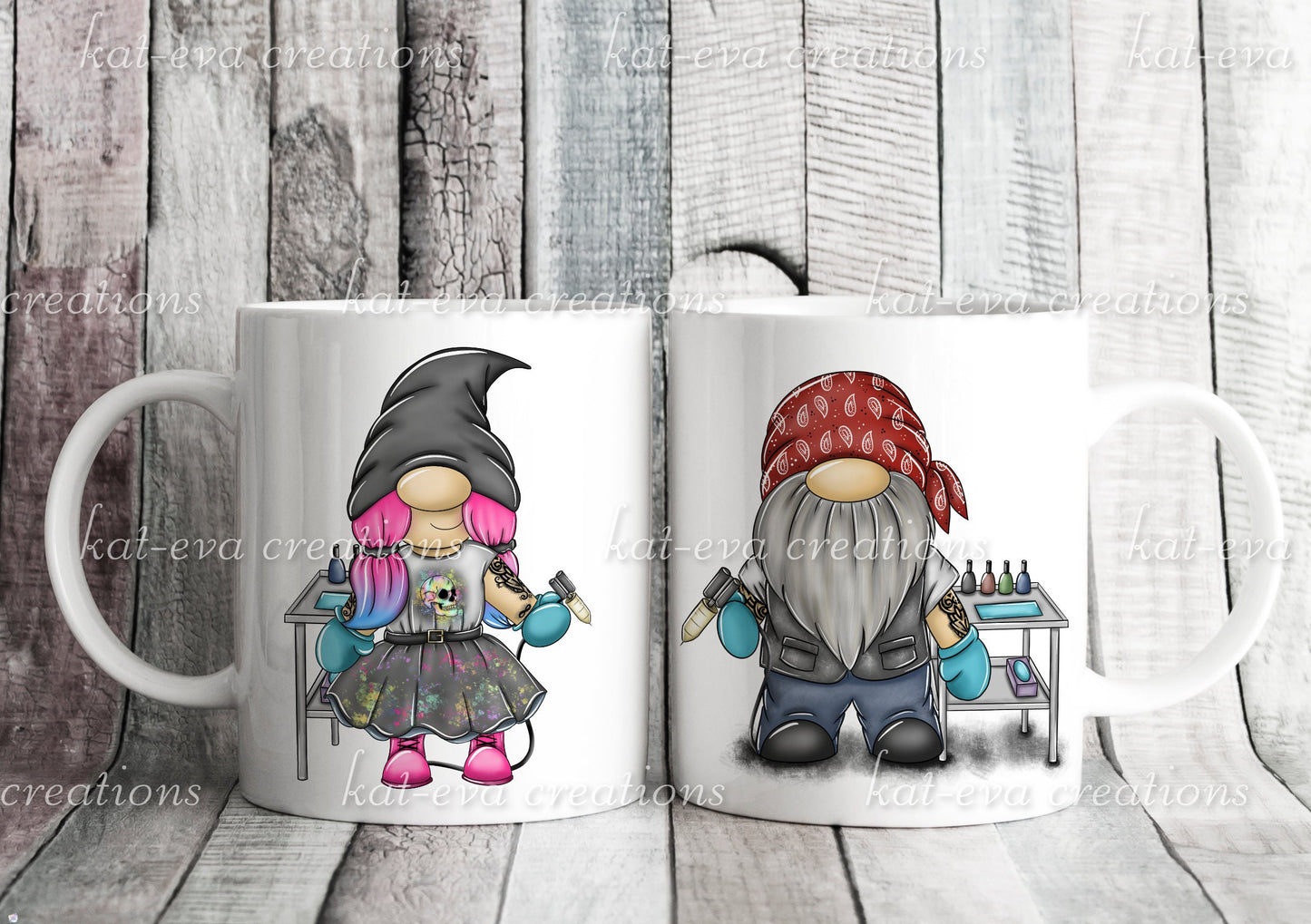 tattooist gnome, gonk gonkette personalised mug or mug and coaster set
