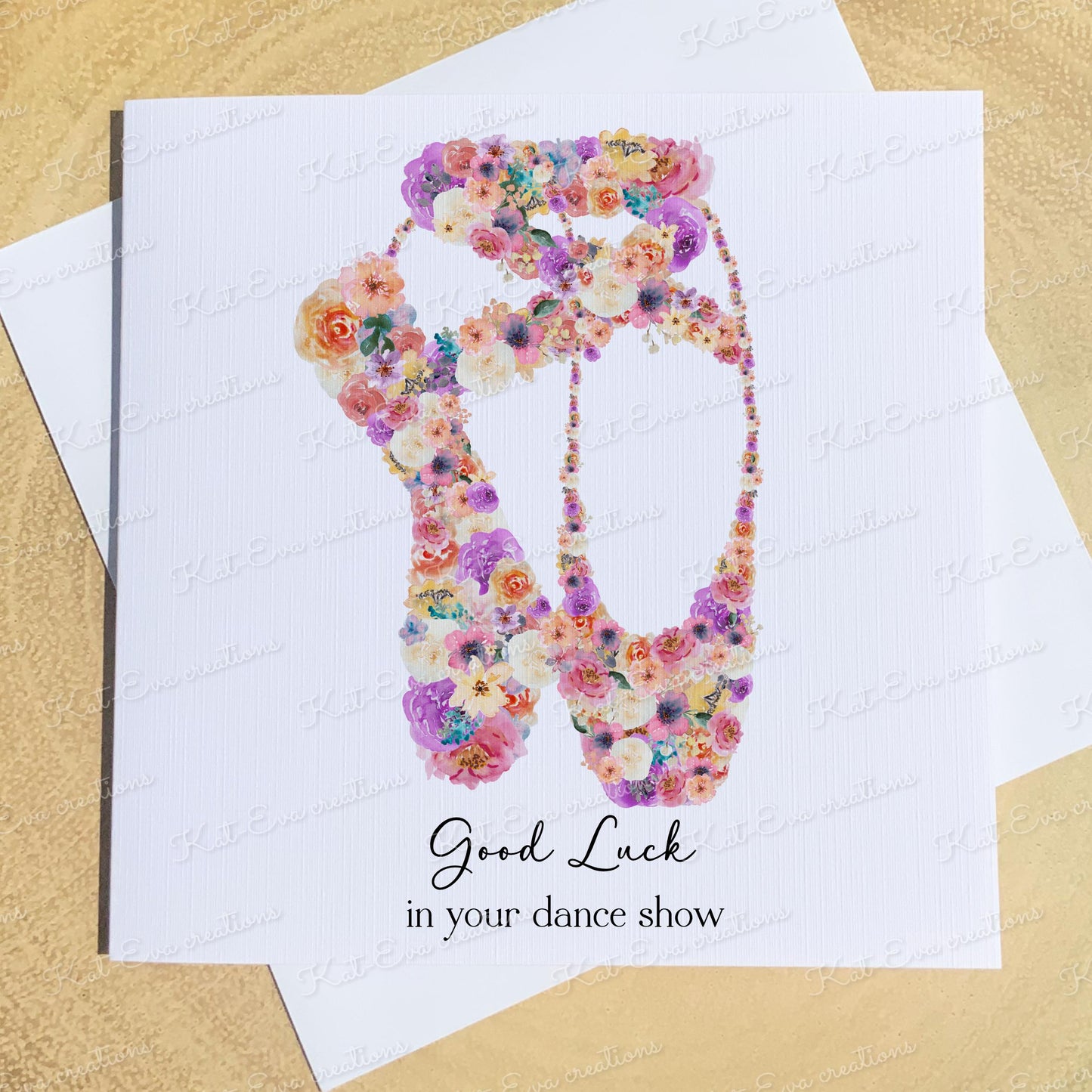 Personalised ballet, ballerina card. Floral ballet slipper. Good luck, well done, congratulations or birthday card. Choice of wording