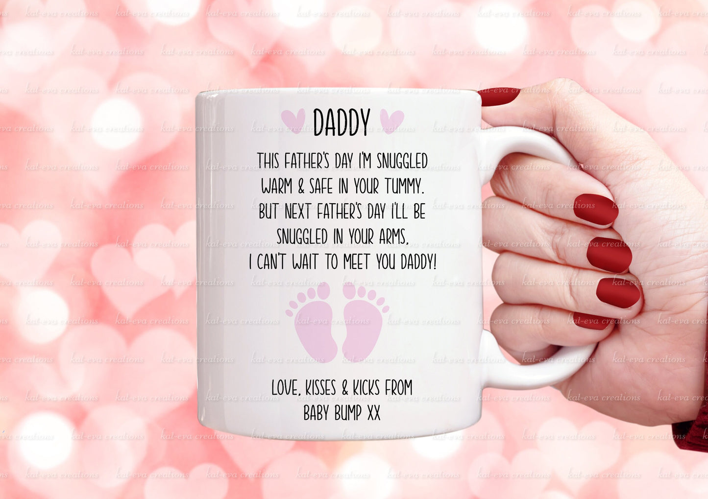 father's day pregnancy mug. Can be personalised with scan picture and names