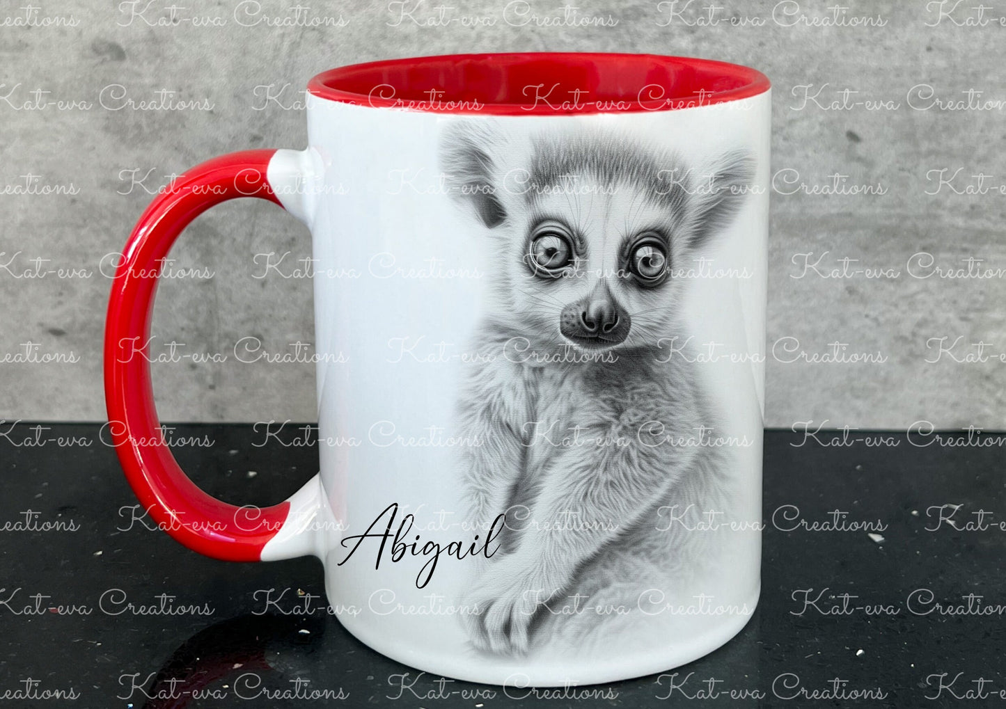 lemur mug. Personalised lemur cup. Ideal gift for Christmas. Birthday, secret santa or stocking filler