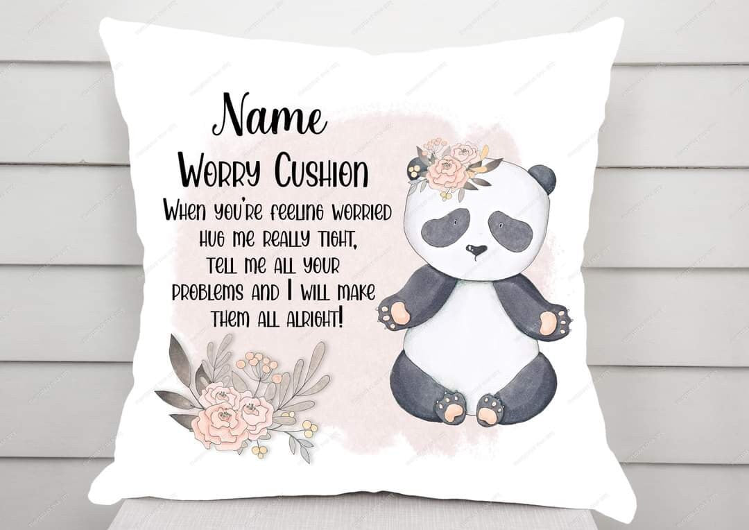 Personalised panda worry cushion