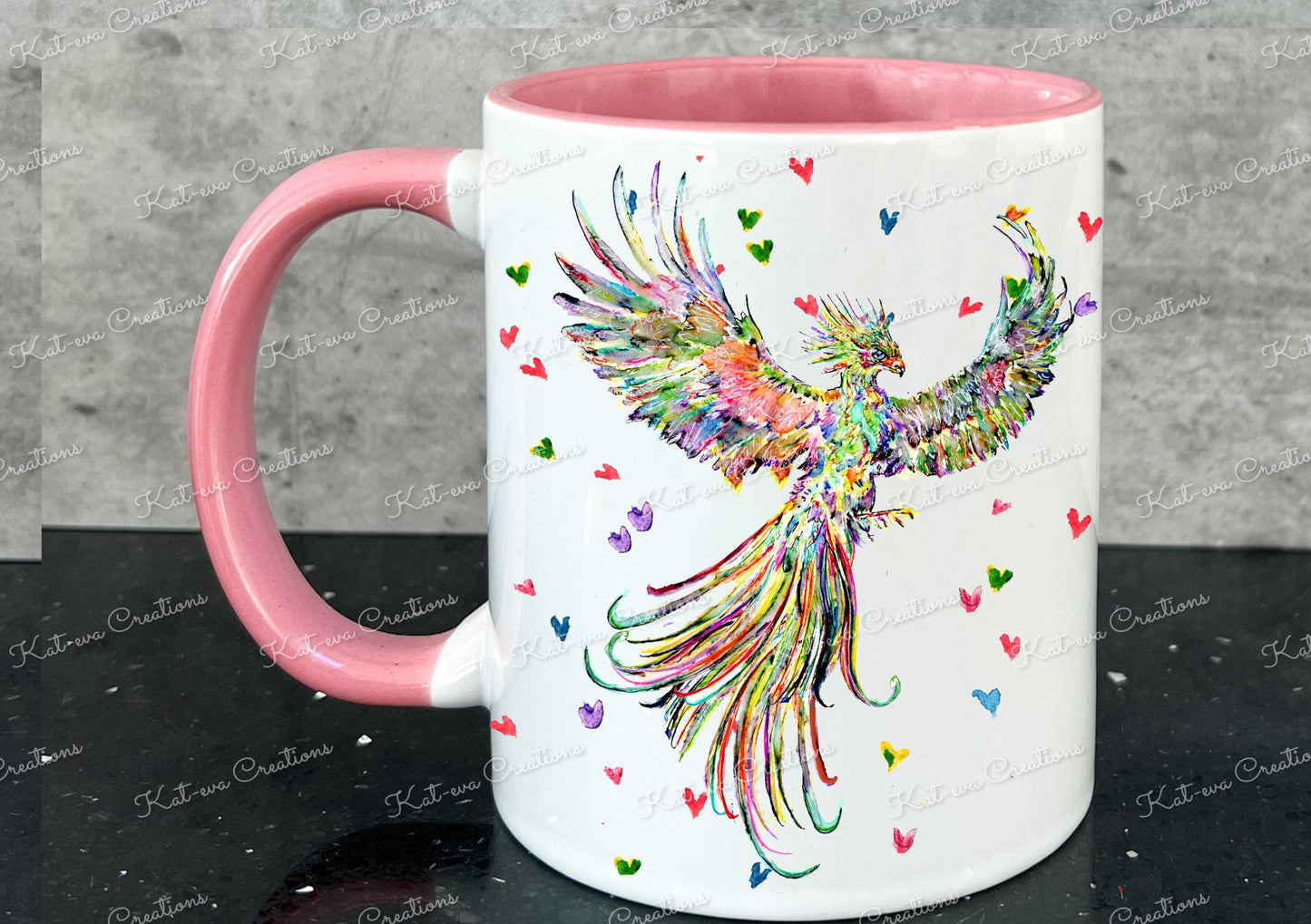 Beautiful phoenix mug. Personalised phoenix cup. ideal christmas or birthday gift. Secret santa present idea