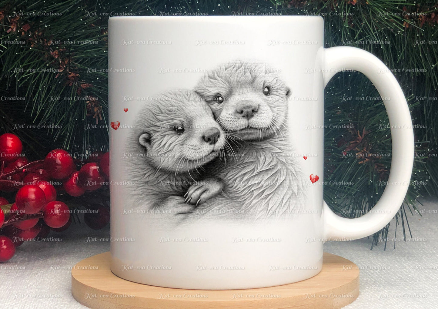 Otter mug. Personalised otter couple cup. Ideal gift for Christmas. Birthday, secret santa or stocking filler. wildlife collection