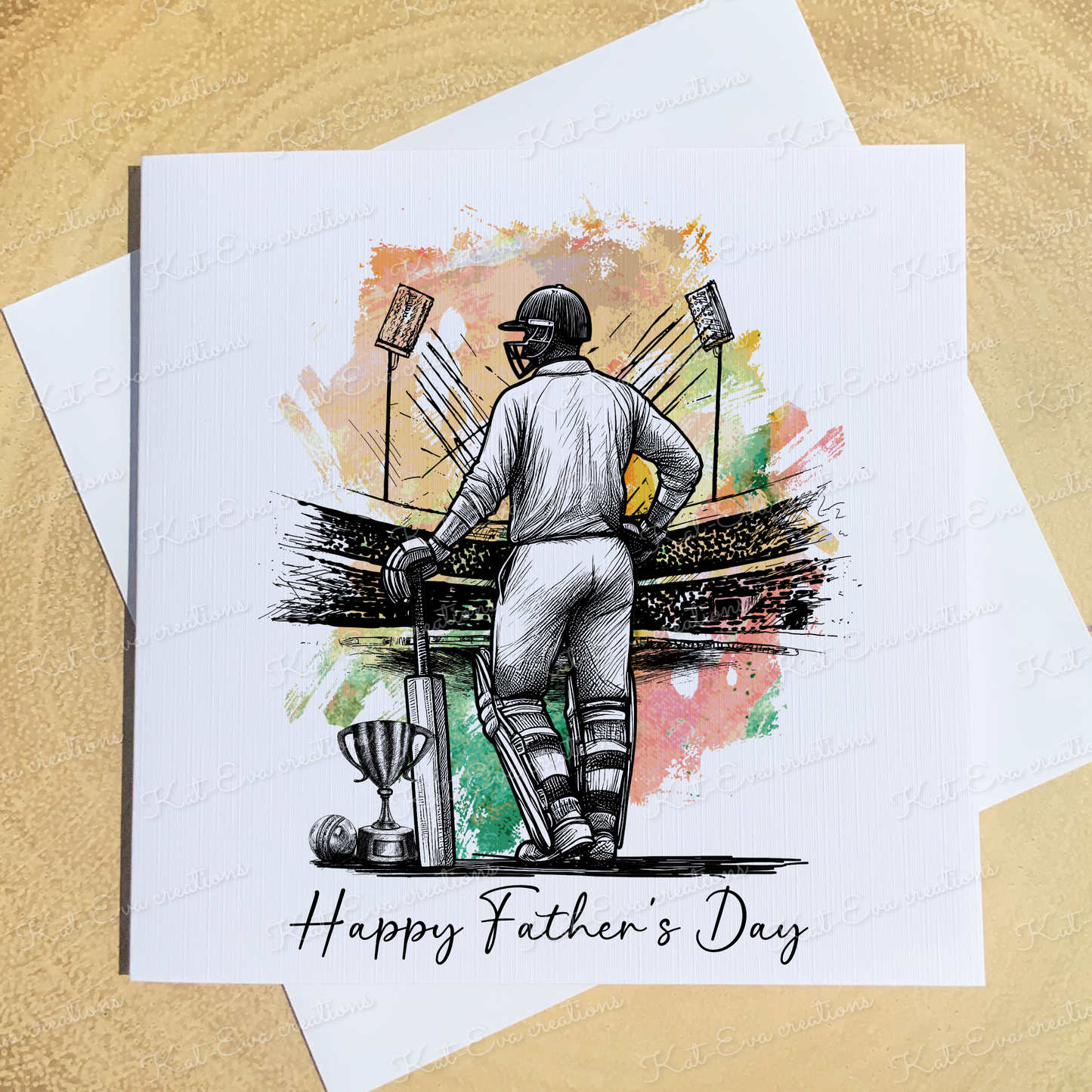 Cricket card. Personalised card. Ideal for birthdays, father's day or thank you card