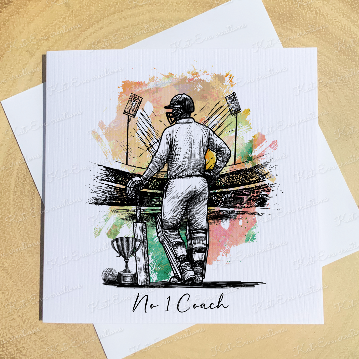 Cricket card. Personalised card. Ideal for birthdays, father's day or thank you card