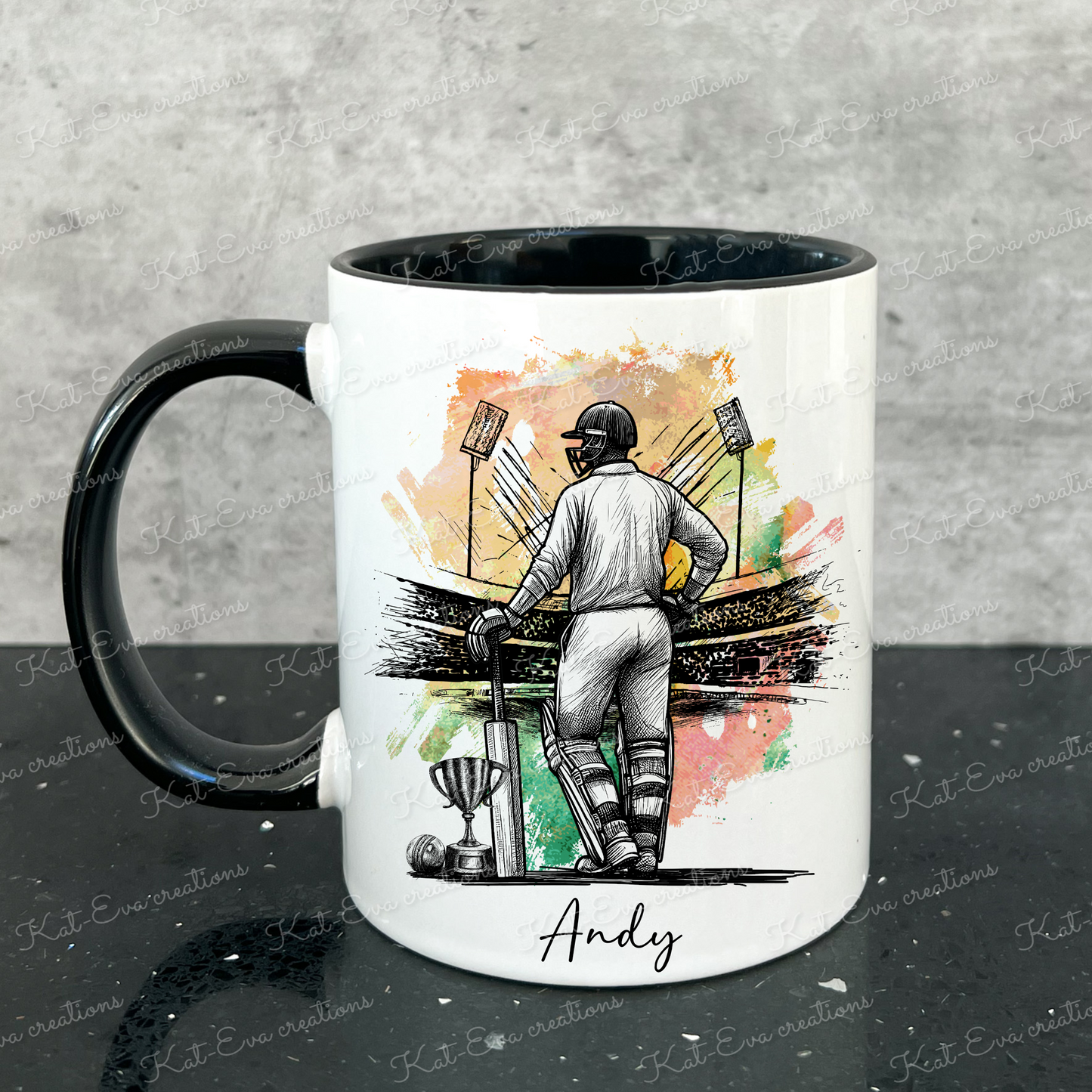 Cricket mug, or mug and coaster set. Ideal for birthdays, father's day, thank you gift