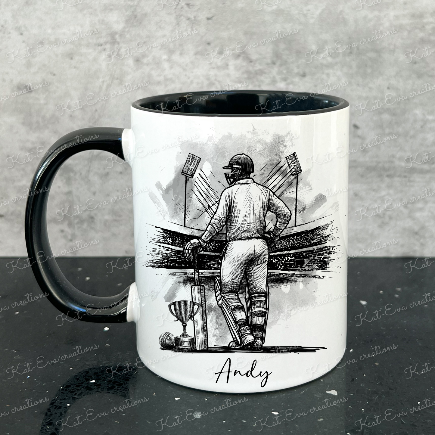 Cricket mug, or mug and coaster set. Ideal for birthdays, father's day, thank you gift