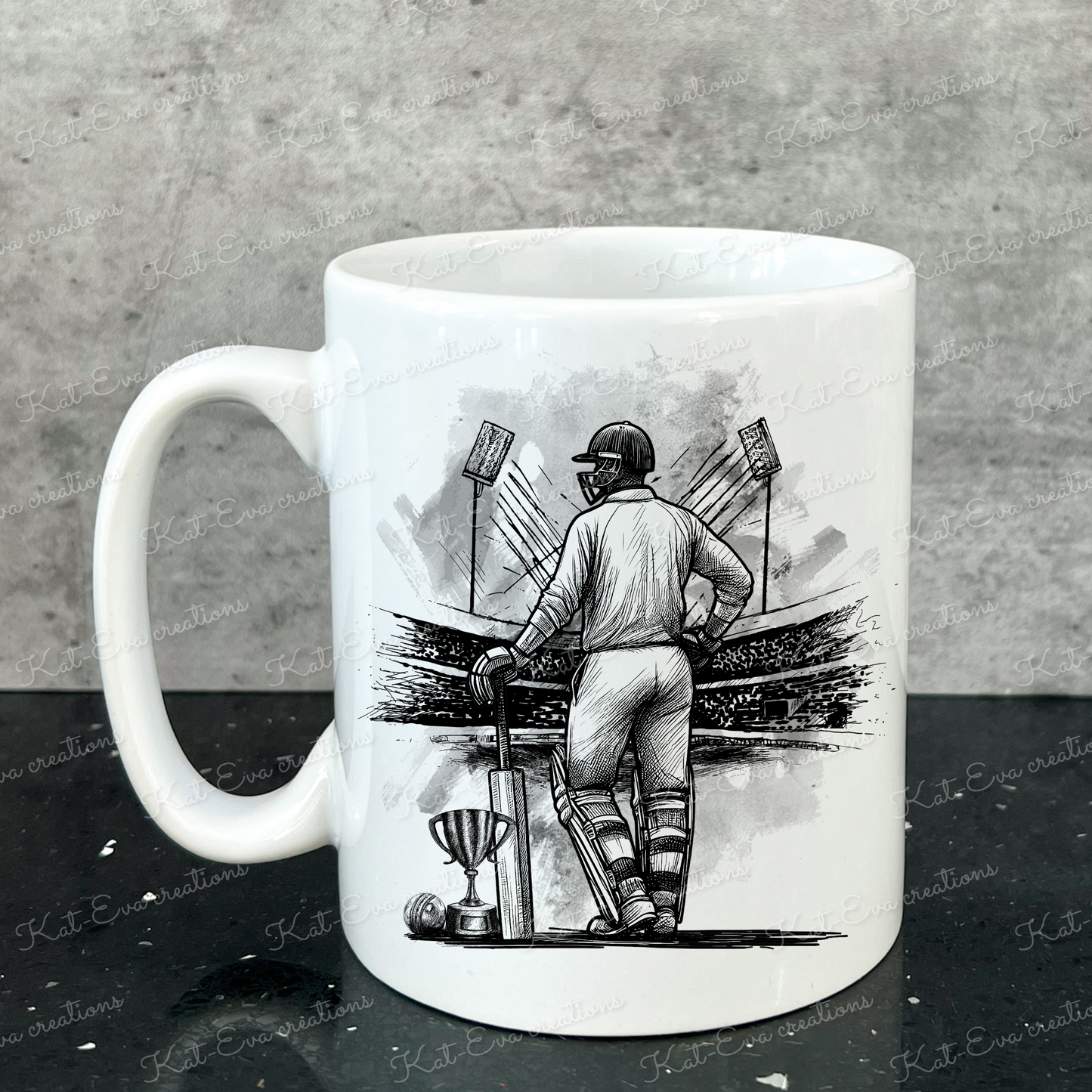 Cricket mug, or mug and coaster set. Ideal for birthdays, father's day, thank you gift