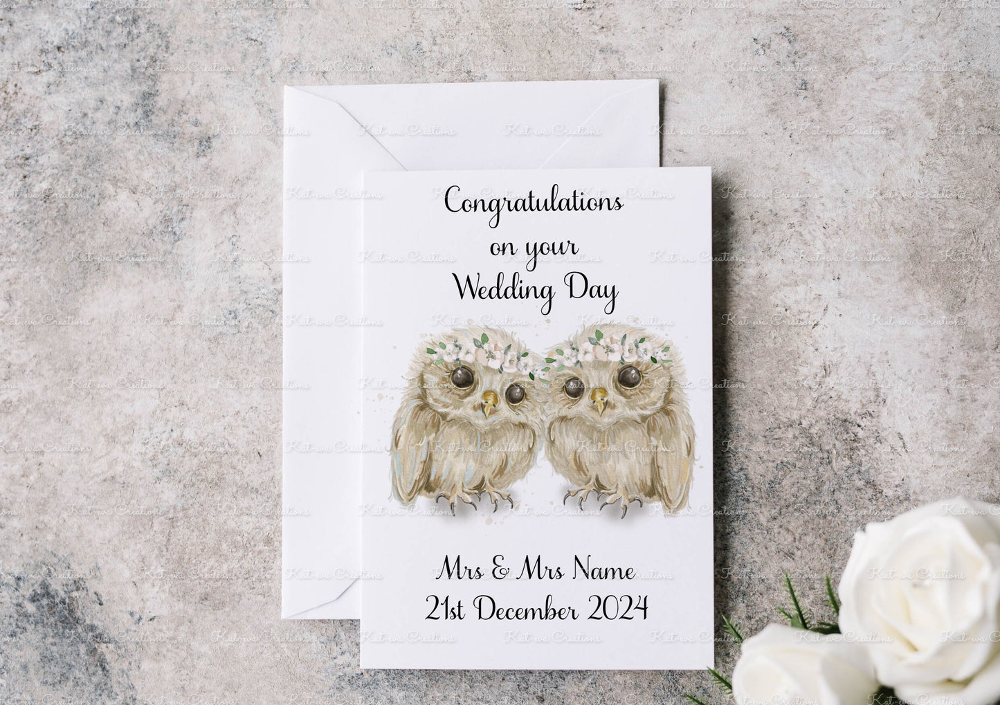 Wedding Card, Personalised Wedding card. Owl card. Bride and Groom Owl card