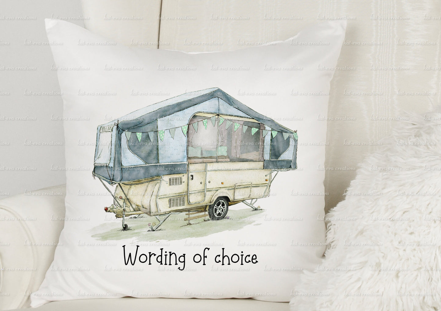 trailer tent cushion. personalised camping pillow