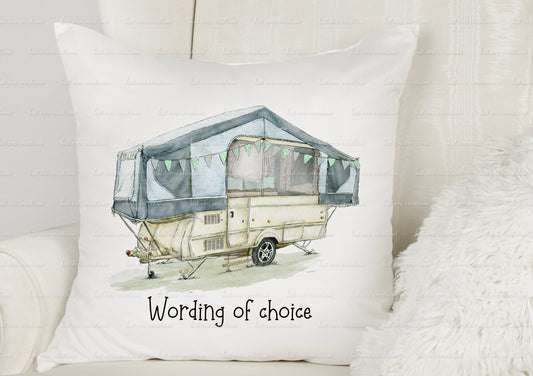 trailer tent cushion. personalised camping pillow