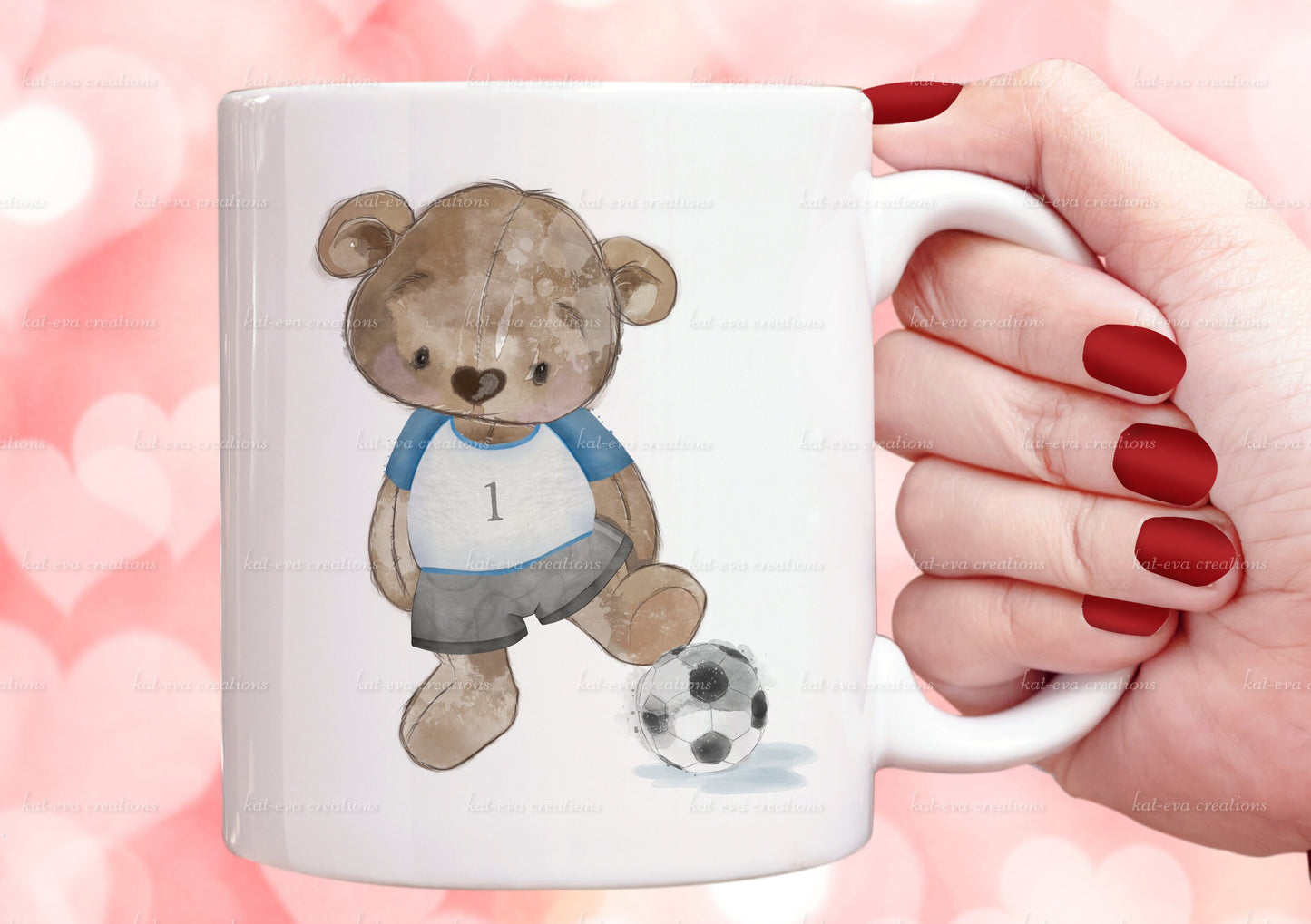 bear football mug, personalised football cup, ideal for fathers day, birthdays, or coach thank you gifts