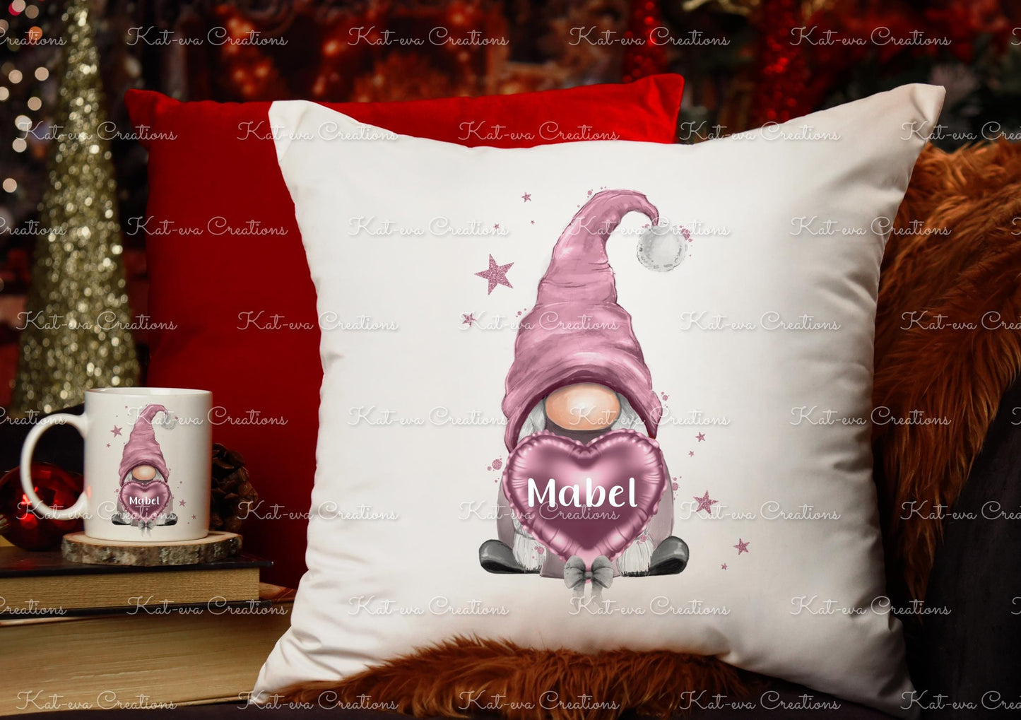 personalised gonk cushion. personalised gnome pillow. Ideal christmas present, secret santa gift. birthday, wedding engagement gifts