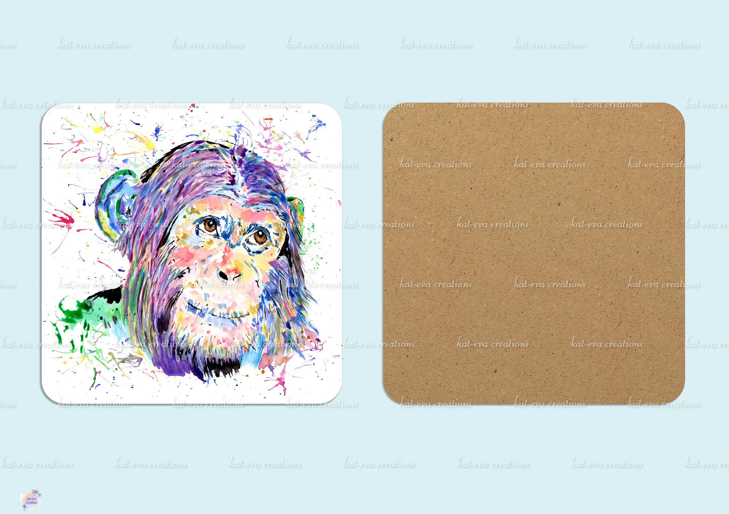 personalised watercolour chimp 11oz mug or mug and coaster set