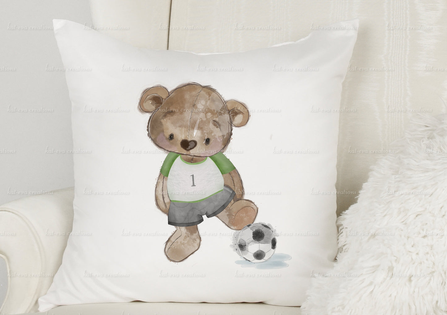 bear football cushion, personalised pillow, ideal for fathers day, birthdays, or coach thank you gifts