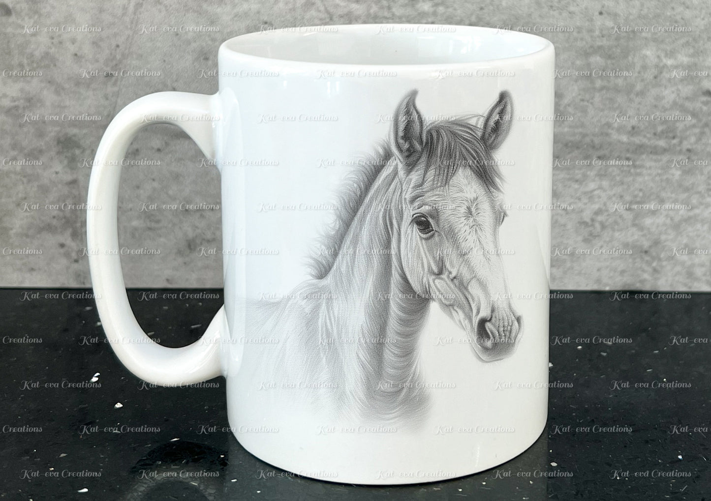foal mug. Personalised sketch horse cup. Ideal gift for Christmas. Birthday, secret santa or stocking filler