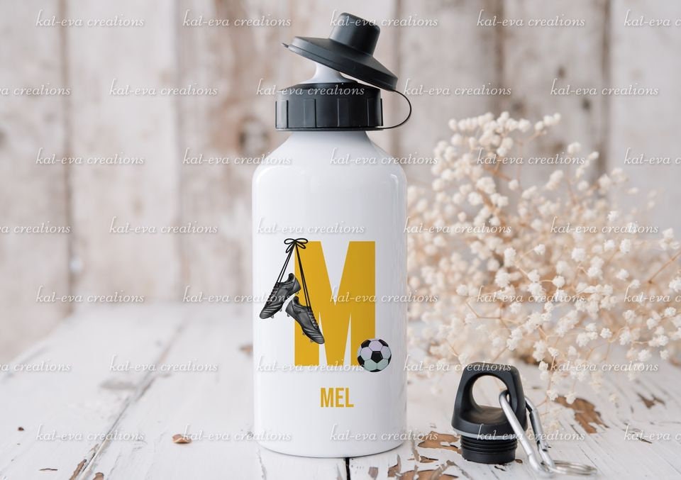 football bottle. Personalised football bottle. ideal christmas or birthday gift or for back to school. School bottle. Sports bottle