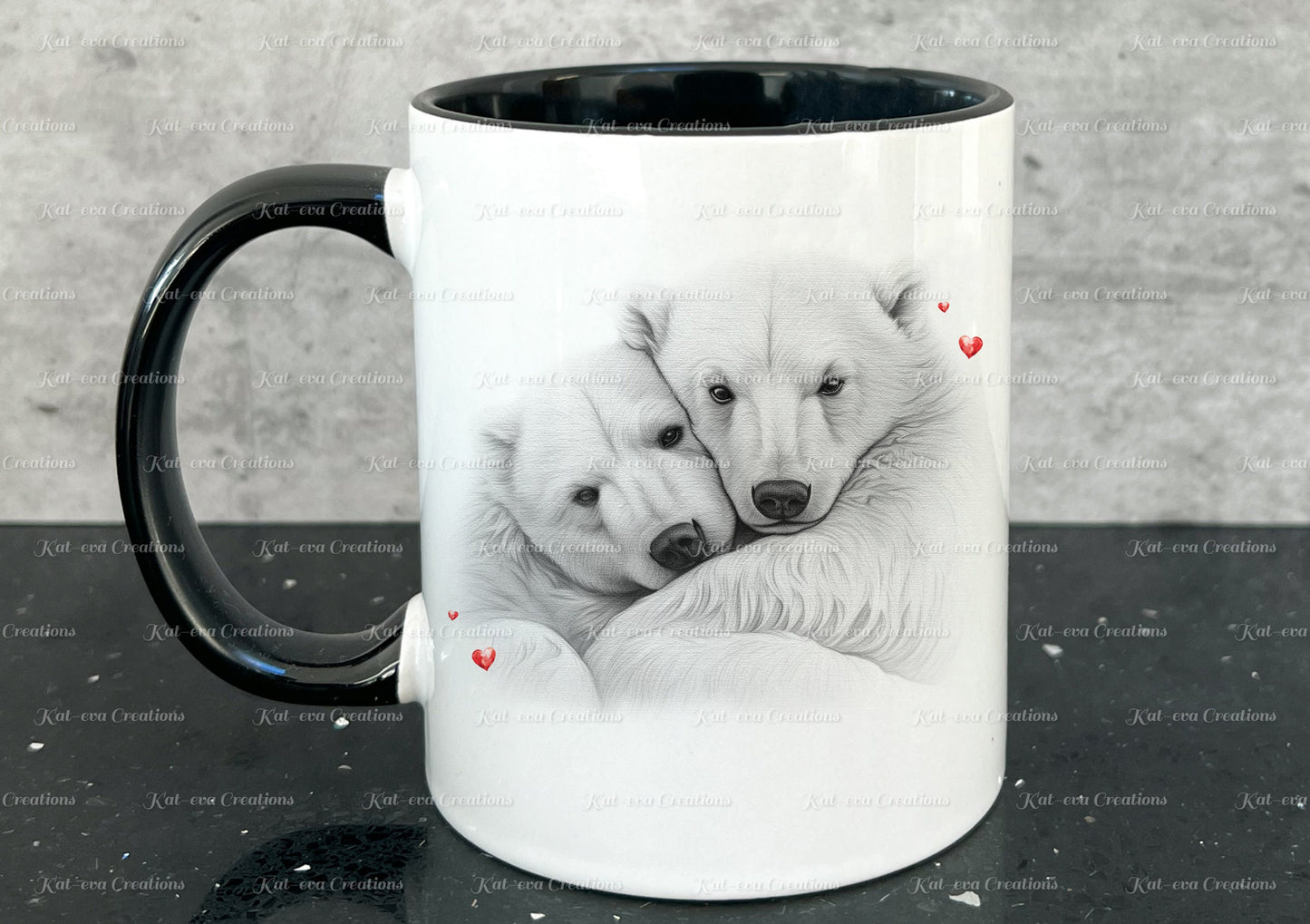 Polar bear mug. Personalised polar bear couple cup. Ideal gift for Christmas. Birthday, secret santa or stocking filler. arctic collection