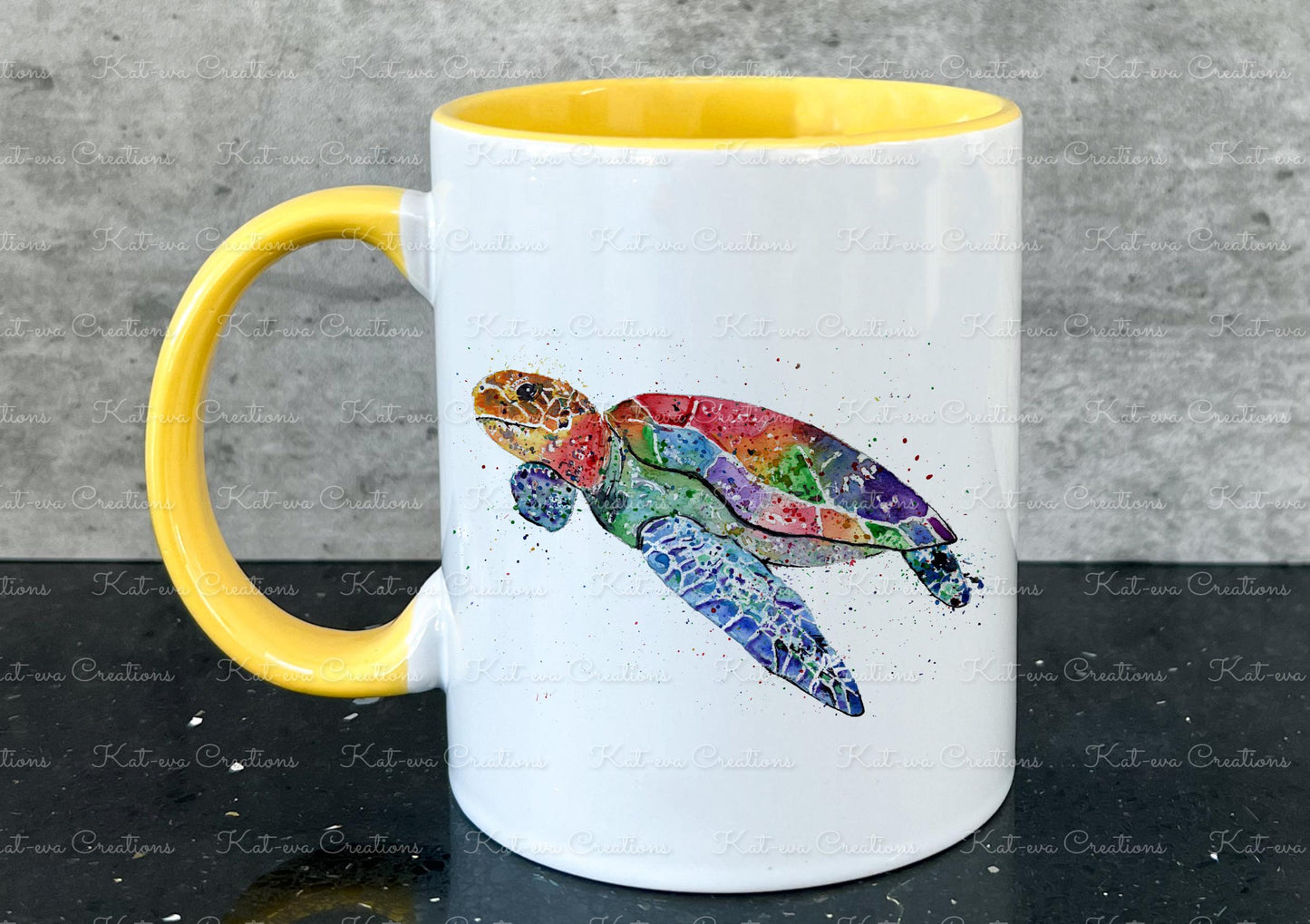 personalised turtle mug, available with or without coaster. ideal birthday or christmas present or secret santa gift