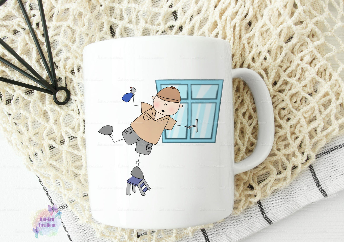 window cleaner mug. Personalised window cleaner cup. Thank you gift. or christmas present