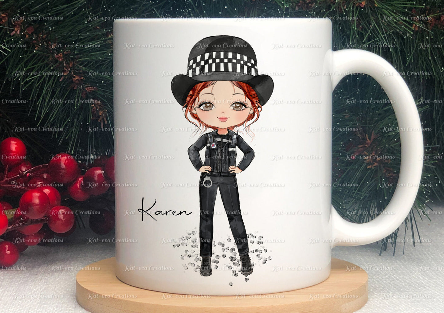 personalised police woman mug. police lady, police man
