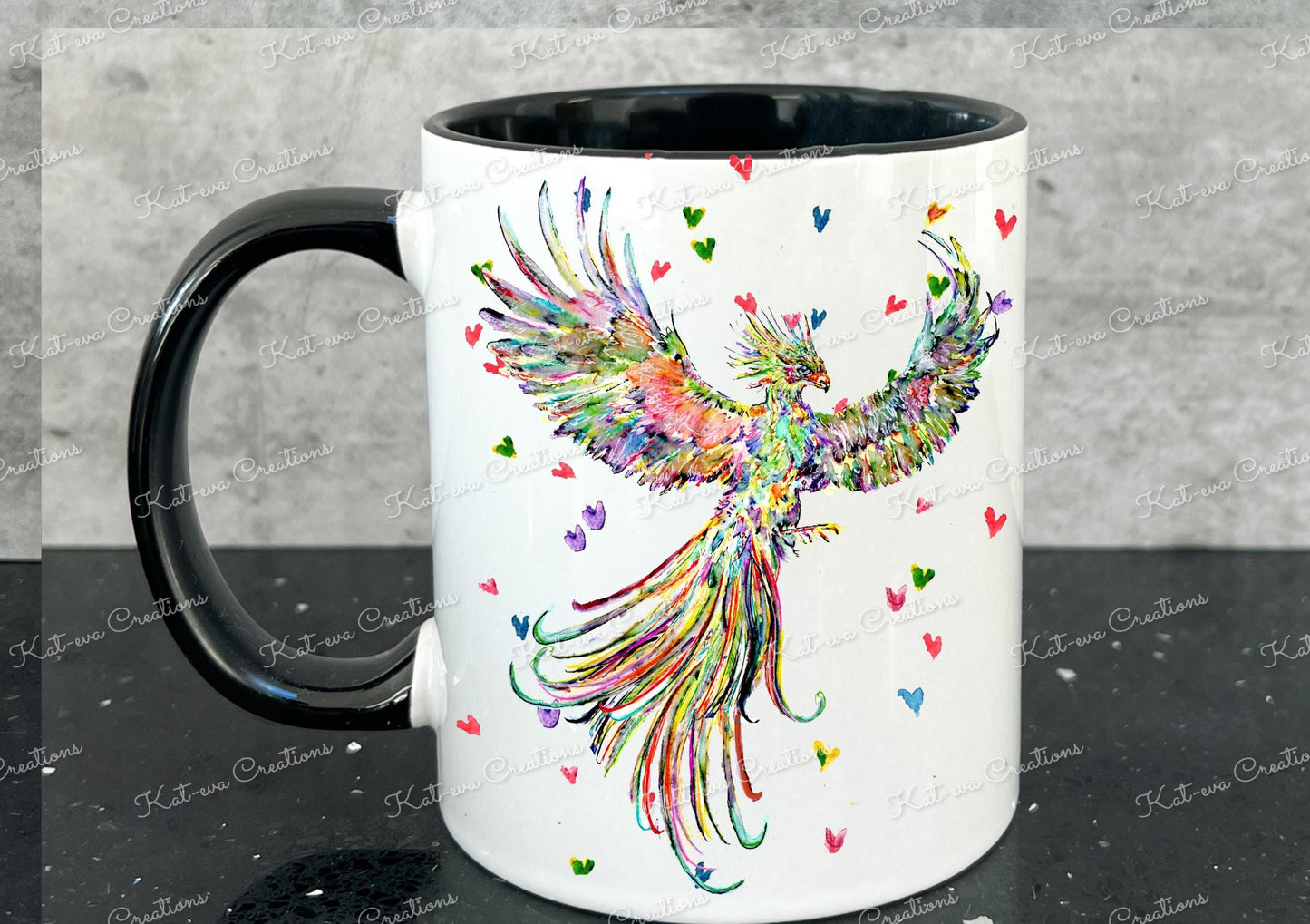 Beautiful phoenix mug. Personalised phoenix cup. ideal christmas or birthday gift. Secret santa present idea