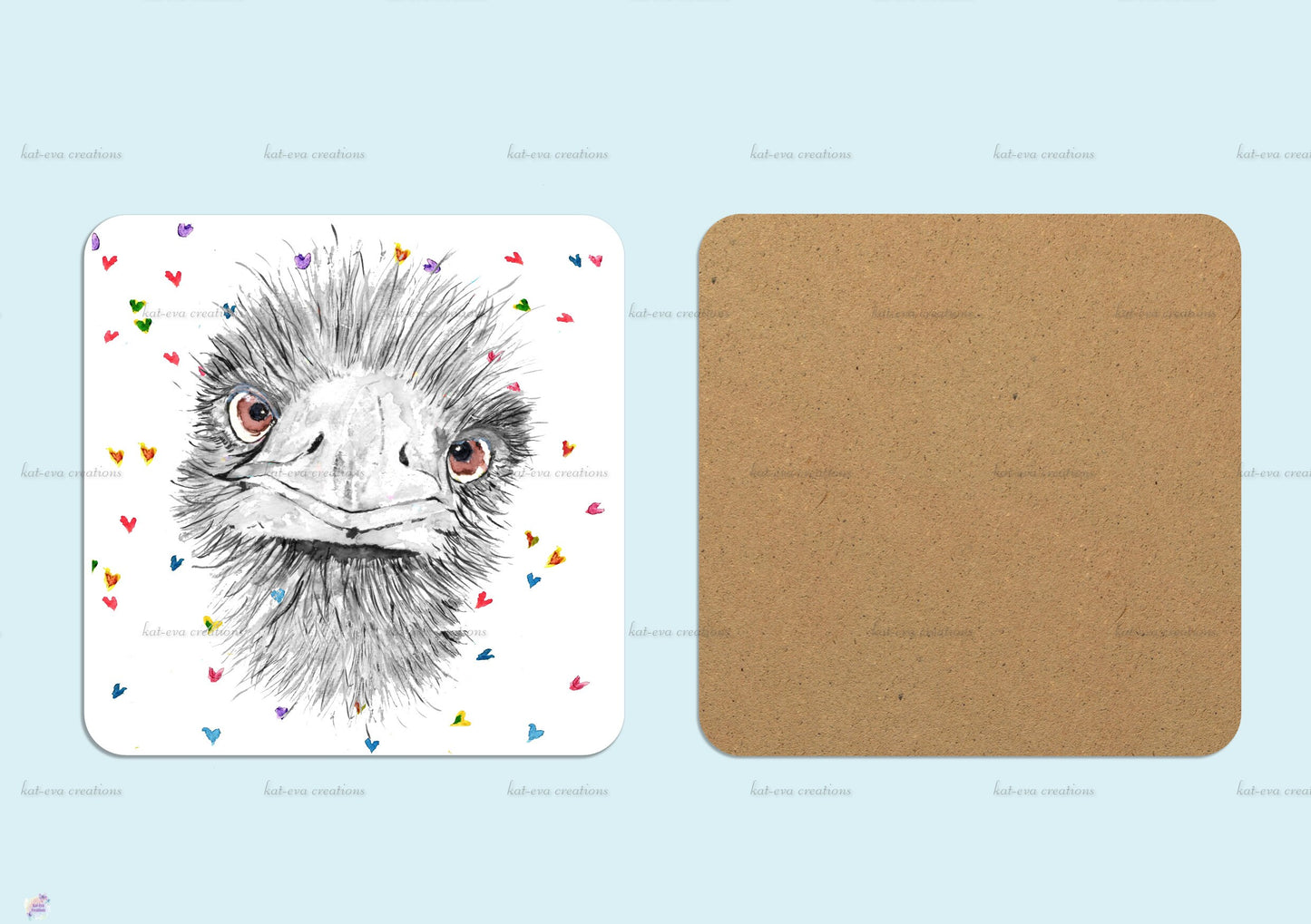 Personalised emu mug or mug and coaster set. christmas ostrich / emu design