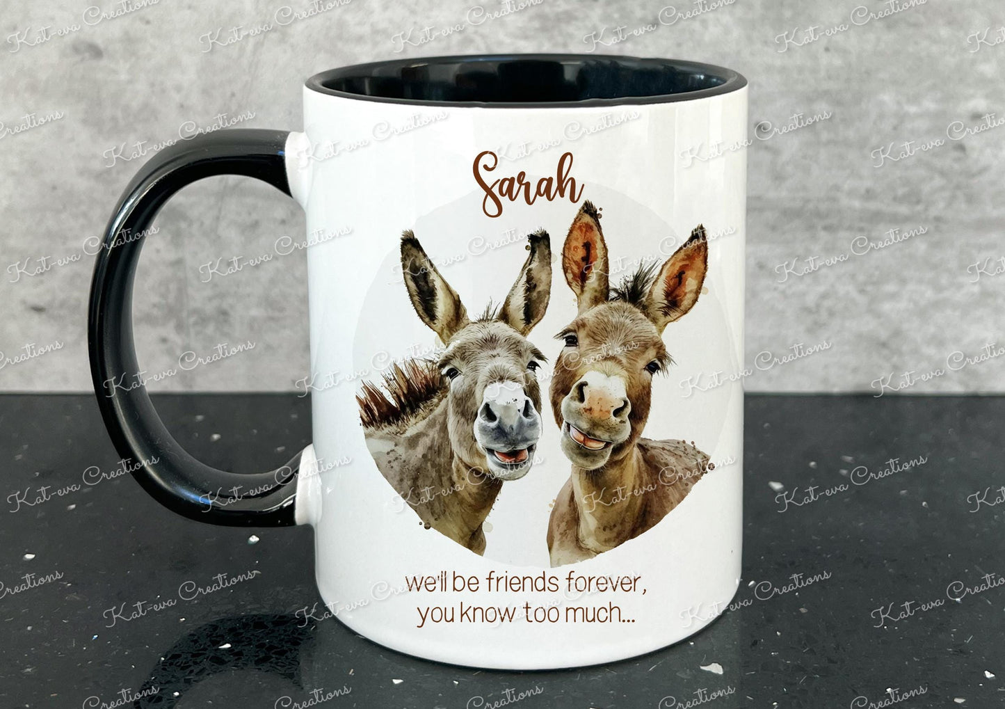Donkey mug, personalised donkey cup. best friends forever. Christmas gift, birthday present