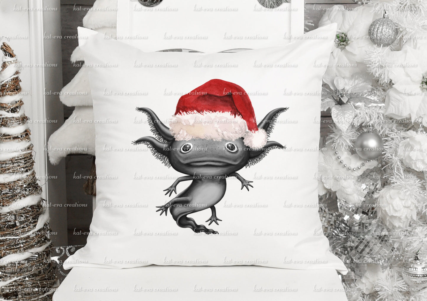 personalised axolotl christmas cushion