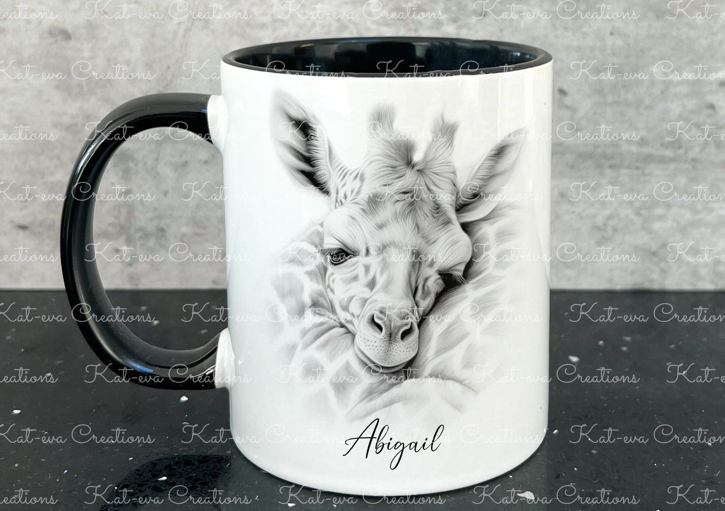 sleeping giraffe mug. Personalised giraffe cup. Ideal gift for Christmas. Birthday, secret santa or stocking filler