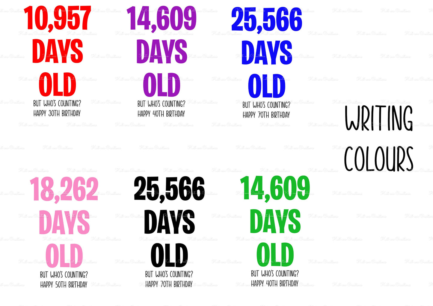 Birthday coaster card, age in days. Personalised age card and coaster. 30th, 40th, 50th, 60th, 70th, 80th, 90th, 100th. custom age