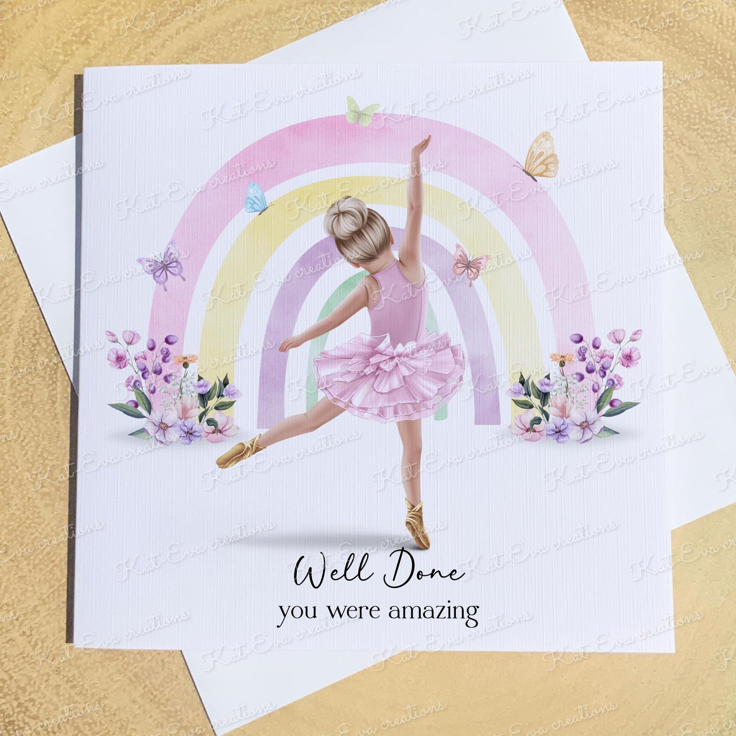 Personalised ballet, ballerina card. Good luck, well done, congratulations or birthday card. Choice of wording and ballerina