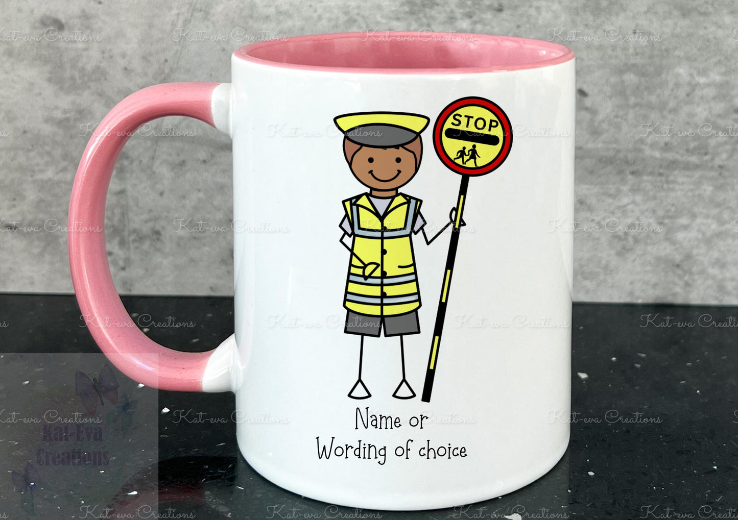 personalised lollipop lady / man / crossing stick man rainbow 11oz mug or mug and coaster set